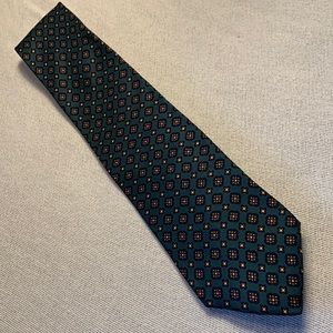 All silk hand made Brooks Brothers green checkered floral tie